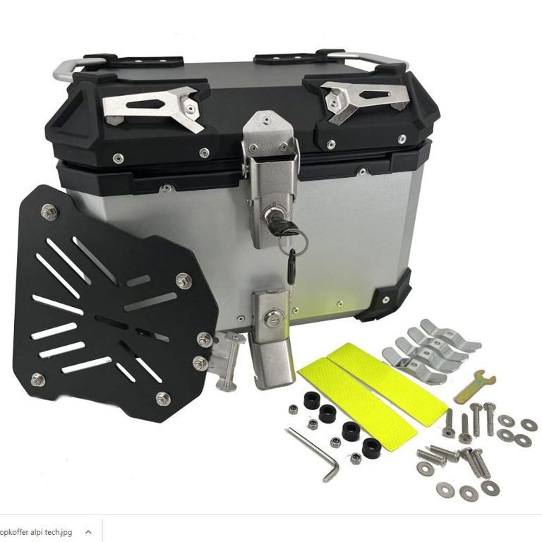 Topkoffer ALPI-TECH 26L zilver met universele bevestigingsplaat