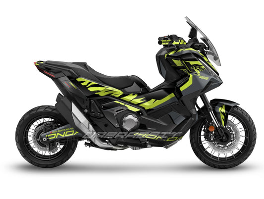 X-ADV 750 (2025) Full Graphic Kit β Flame Black Grey Flame Yellow Edition (FB-GFY)