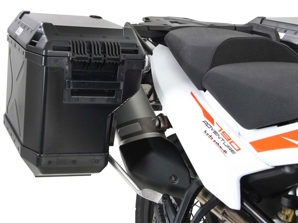 Kofferset Hepco&Becker 'Cutout' met RVS rek en Xplorer BLACK koffers KTM 890 Adventure '21-