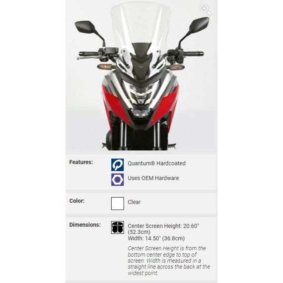 Vervangingsruit model VStream Tall National Cycle Honda NC750X '21-