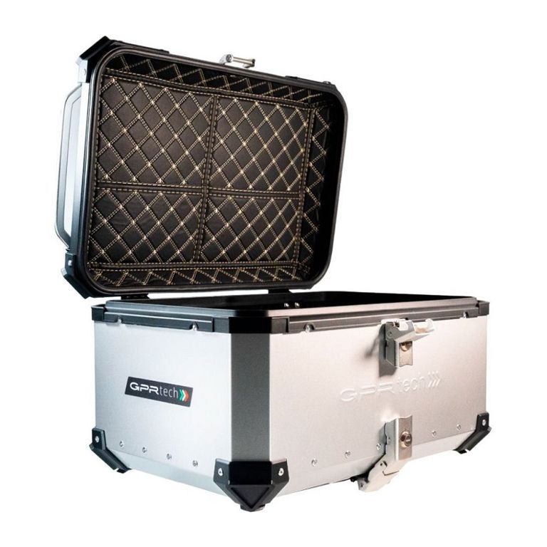 Topkoffer ALPI-TECH 55L zilver met universele bevestigingsplaat