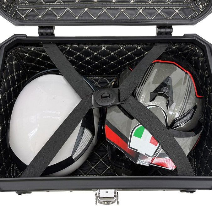 Topkoffer ALPI-TECH 55L zilver met universele bevestigingsplaat