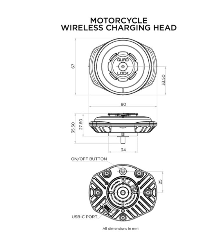 QUAD LOCK Weatherproof Wireless Charging Head