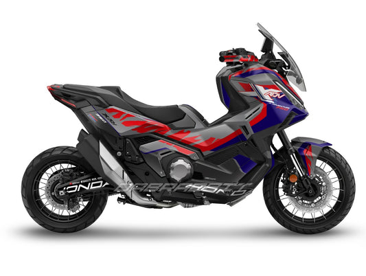 X-ADV 750 (2025) Full Graphic Kit β Flame Black Grey Black Red Edition (FB-GBR)