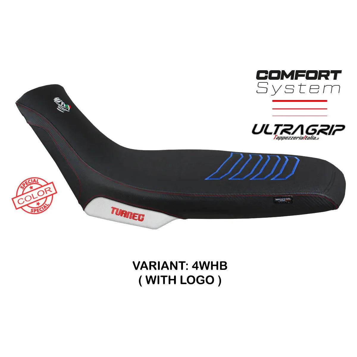 ZADEL COVER SPECIAAL BORAS COMFORT SYSTEEM WIT-BLAUW LOGO APRILIA TUAREG 660 2021-2023