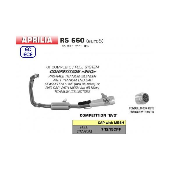 Arrow Complete Competition EVO Titanium + Mesh Exhaust voor Aprilia RS 660 (2020-2023)
