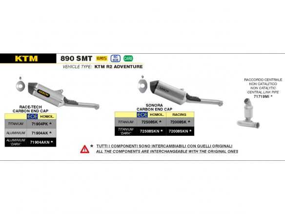 ARROW SONORA SILENCER TITANIUM CARBON KTM 890 ADVENTURE / R / SMT 2021-2024