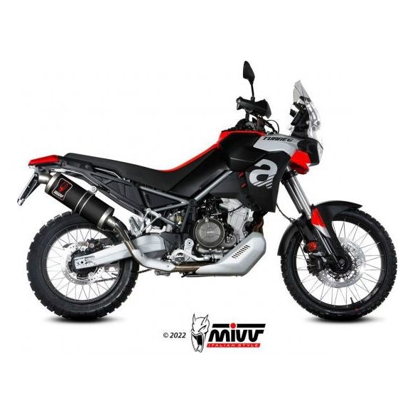 Mivv Dakar zwarte demper - Euro5 goedgekeurd voor Aprilia Tuareg 660 (2022-2024)