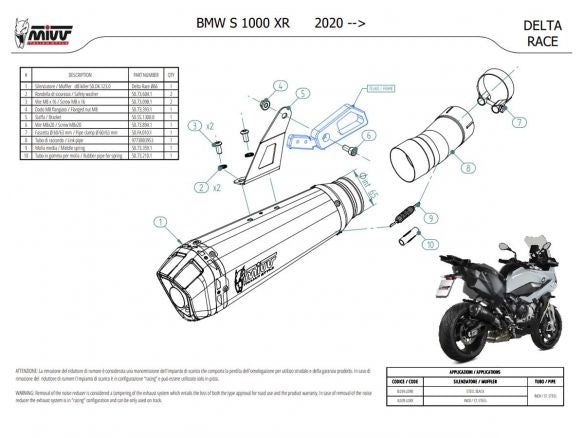 MIVV DELTA RACE SILENCER BLACK STEEL CARBON BMW S 1000 XR 2020-2024
