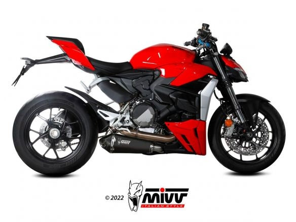 MIVV DELTA RACE SILENCER BLACK STEEL CARBON DUCATI STREETFIGHTER V2 2022-2024