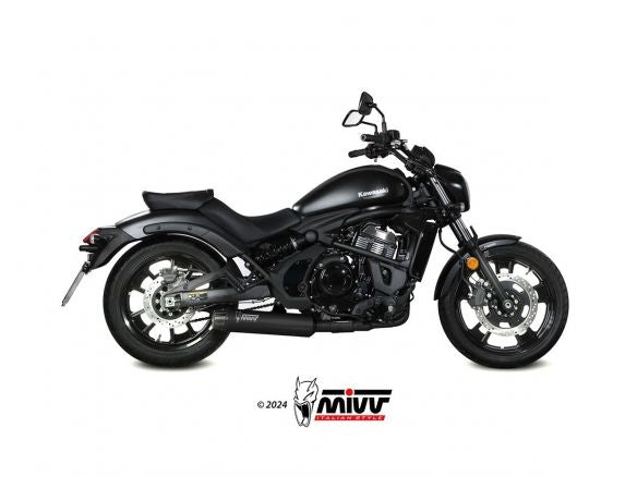 MIVV HR-1 BLACK STAINLESS STEEL FULL EXHAUST SYSTEM LONG KAWASAKI VULCAN 650 S 2017-2023