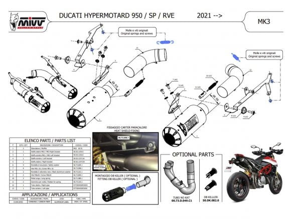 MIVV MK3 CARBON COUPLE OF SILENCER DUCATI HYPERMOTARD 950 / SP 2021-2024