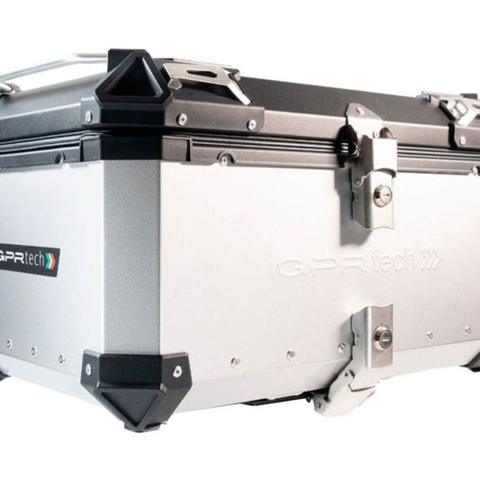 Topkoffer ALPI-TECH 55L zilver met universele bevestigingsplaat