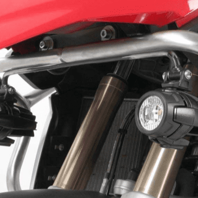 Montage beugel originele BMW mistlampen op Hepco&Becker valbeugel