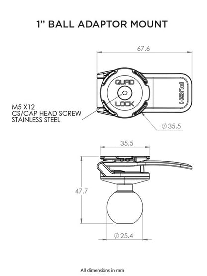 QUAD LOCK 1" Ball Adaptor - RAM Motorcycle Mount