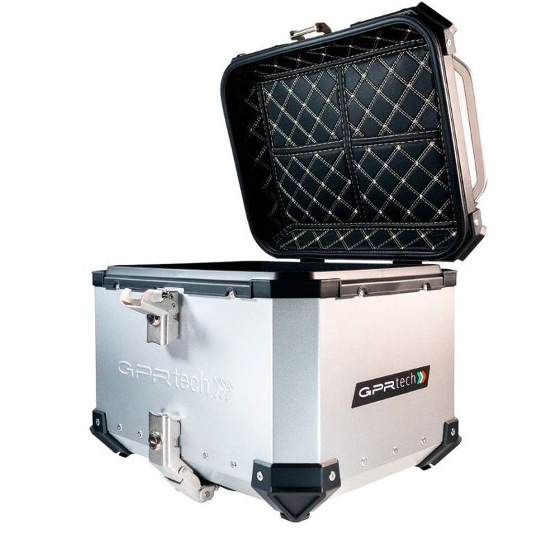 Topkoffer ALPI-TECH 45L zilver met universele bevestigingsplaat
