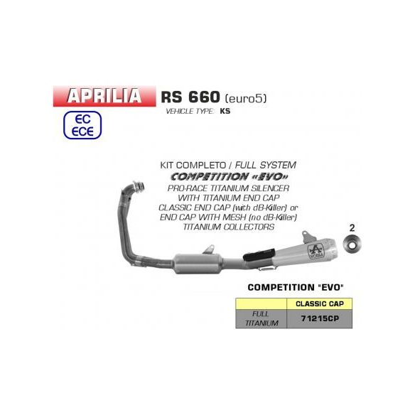 Arrow Complete Competition EVO Titanium Exhaust voor Aprilia RS 660 (2020-2023)