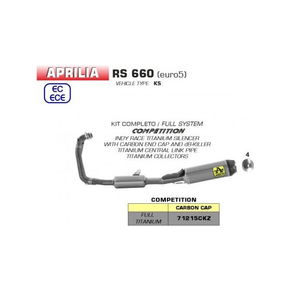 Arrow Complete Racing Competition Titanium Carbon Exhaust voor Aprilia RS 660 (2020-2023)