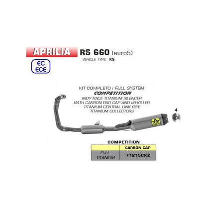 Arrow Complete Racing Competition Titanium Carbon Exhaust voor Aprilia RS 660 (2020-2023)