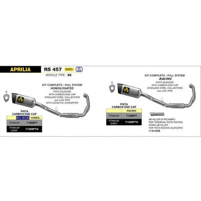 Arrow DB Killer voor Pista Slip-ons, 35 mm, Aprilia RS 457 2024