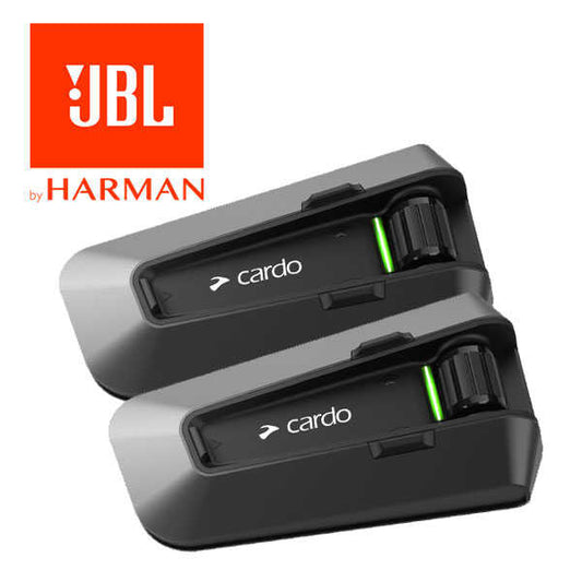 Cardo scala rider PACKTALK EDGE sound JBL duo intercom conference DMC 15 motorcyclists 1.6 KM double