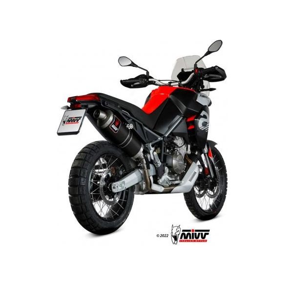 Mivv Dakar zwarte demper - Euro5 goedgekeurd voor Aprilia Tuareg 660 (2022-2024)